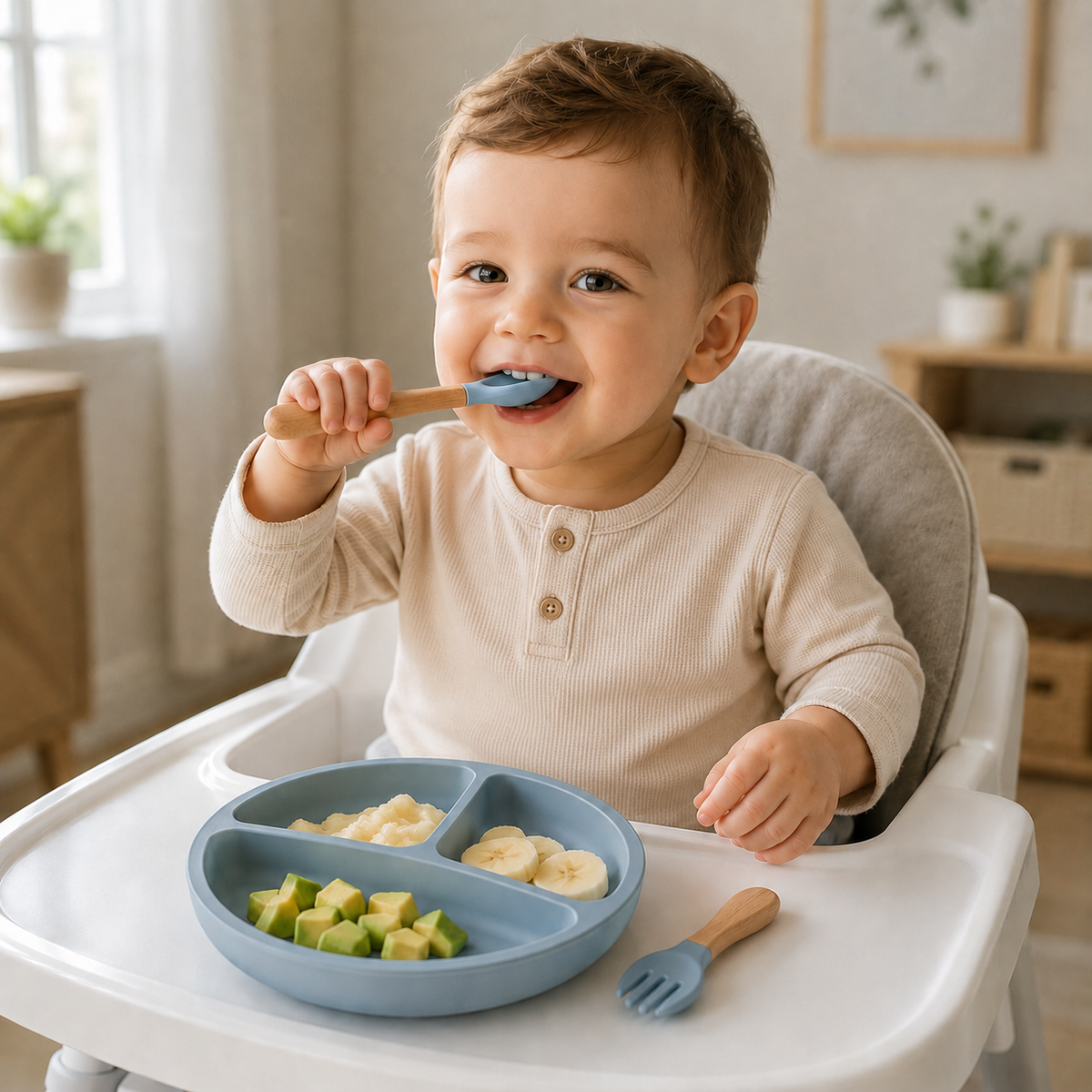3PCS Silicone Baby Plate Set