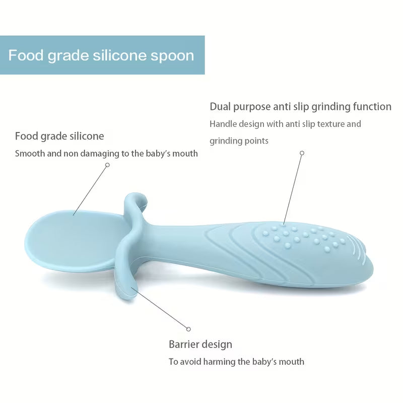 3pcs Soft Silicone Feeding Set for - Food Grade Spoon and Fork in Pastel Colors  Safe & Durable Tableware with Textured Grip, Silicone Feeding Set