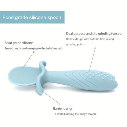 3pcs Soft Silicone Feeding Set for - Food Grade Spoon and Fork in Pastel Colors  Safe & Durable Tableware with Textured Grip, Silicone Feeding Set