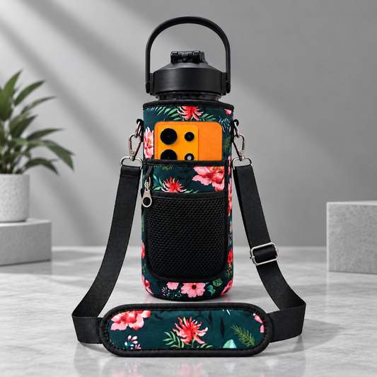 2L Motivational Black Water Bottle for Girls – With Pouch + FREE Accessories