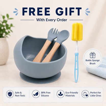 3PCS Baby Feeding Bowl Set - Blue