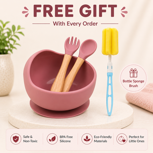 3PCS Baby Feeding Bowl Set - Pink