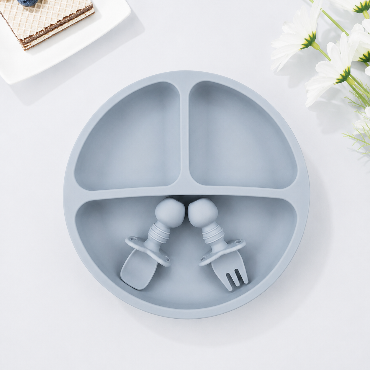 BPA-Free Silicone Toddler Plate Set – Blue