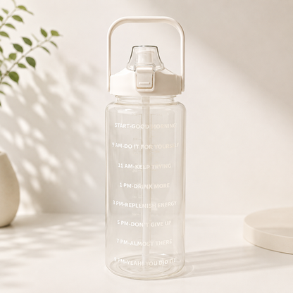 2L Motivational White Water Bottle for Girls – With Pouch + FREE Accessories