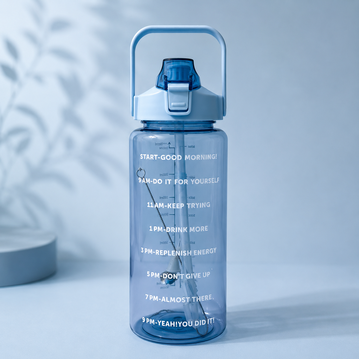 2L Motivational Blue Water Bottle for Girls – With Pouch + FREE Accessories