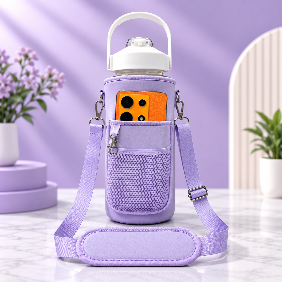 2L Motivational White Water Bottle for Girls – With Pouch + FREE Accessories