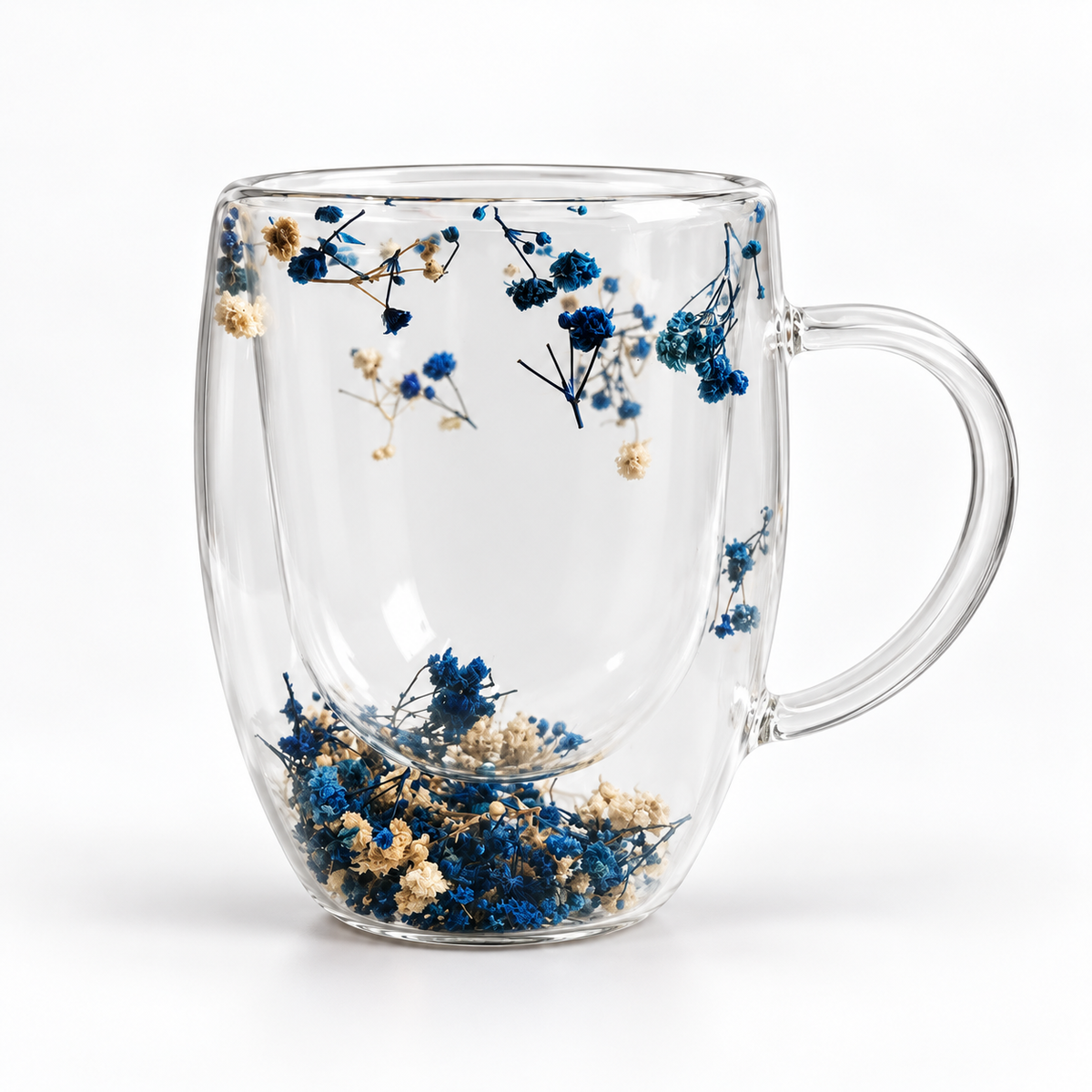 Double Wall Floral Glass Mug