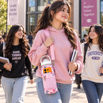 2L Motivational White Water Bottle for Girls – With Pouch + FREE Accessories