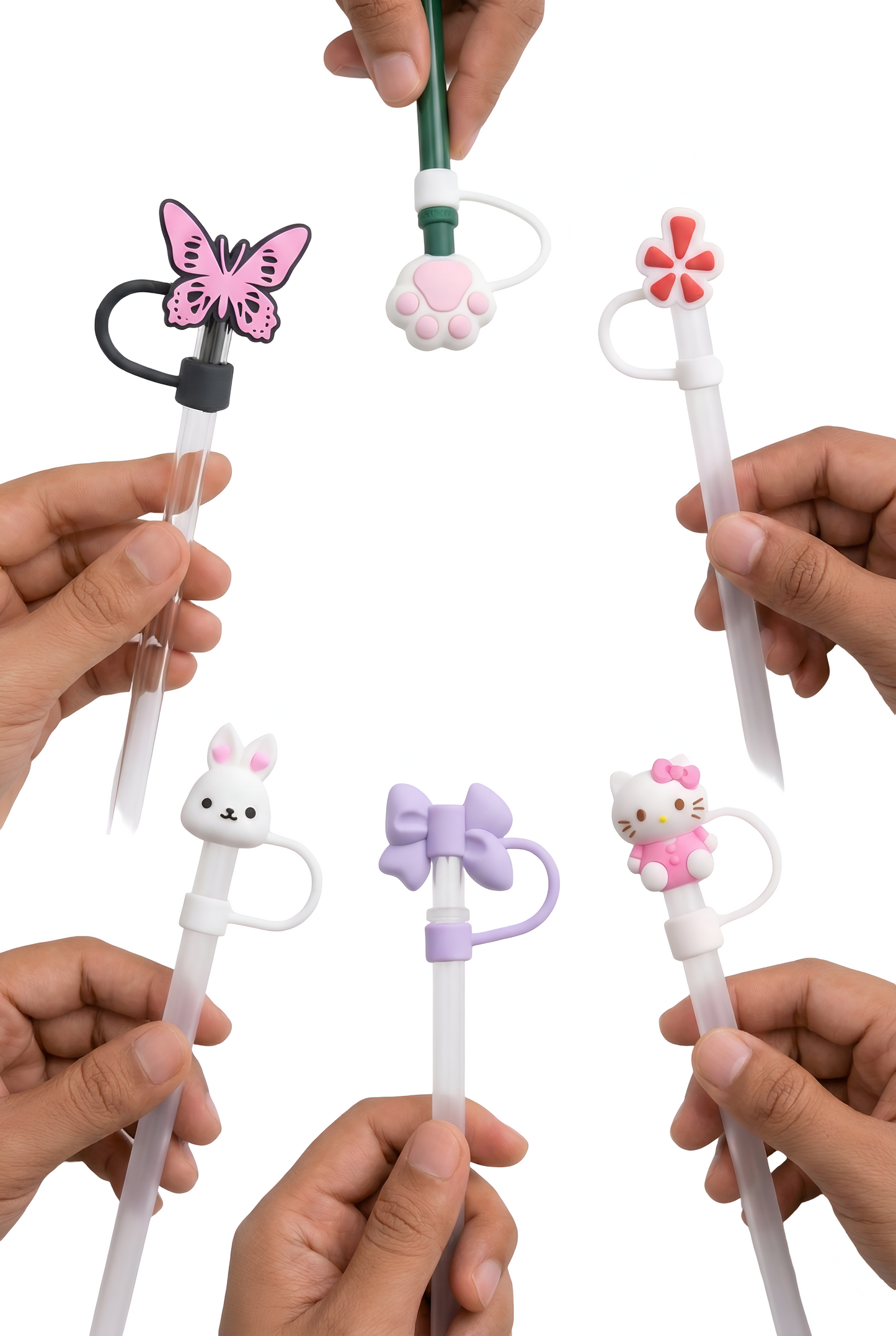 Silicone Straw Topper Reusable Straw Tip Covers 9-10mm Drinking Straws