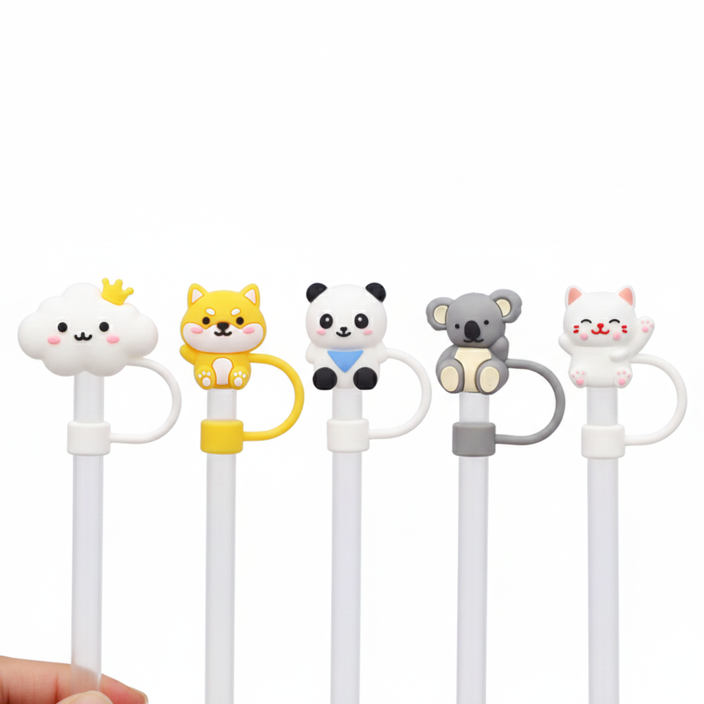 Silicone Straw Topper Reusable Straw Tip Covers 9-10mm Drinking Straws