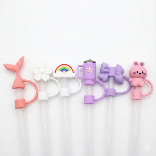 Silicone Straw Topper Reusable Straw Tip Covers 9-10mm Drinking Straws