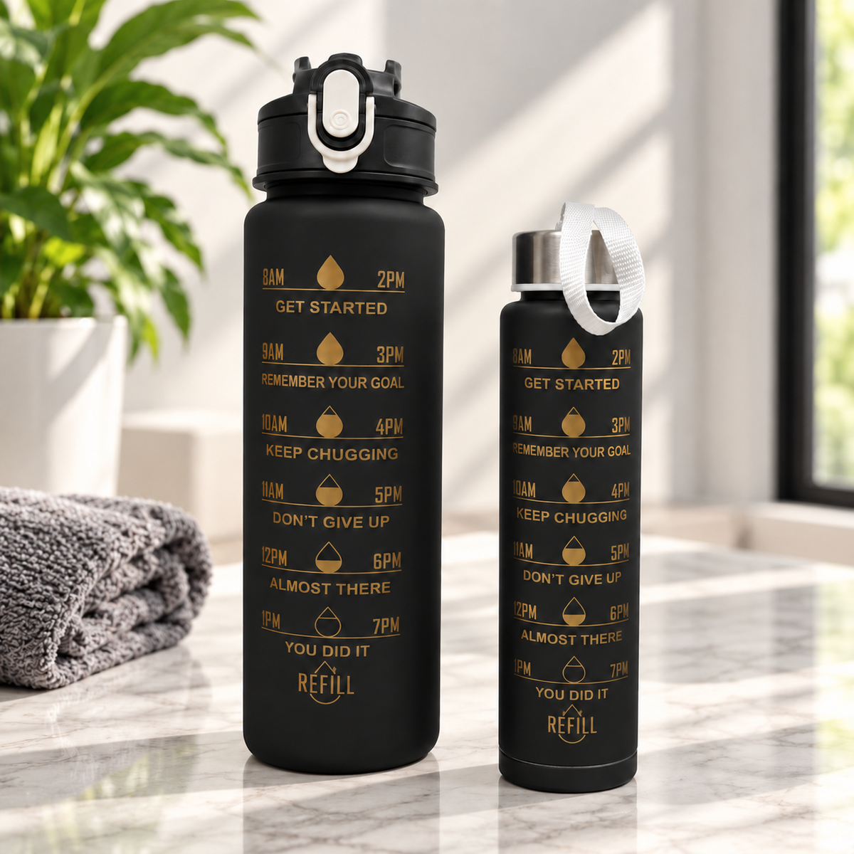 Black Ombre 2-in-1 Water Bottle