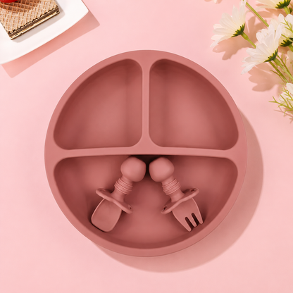 BPA-Free Silicone Toddler Plate Set – Pink