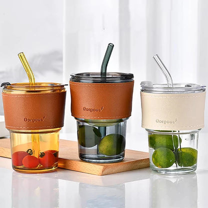 400Ml Leather Customized Glass Mug