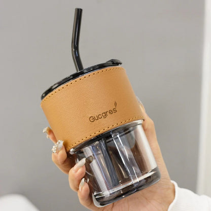400Ml Leather Customized Glass Mug