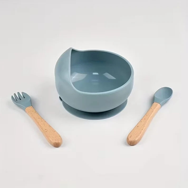 3PCS Baby Feeding Bowl Set - Blue
