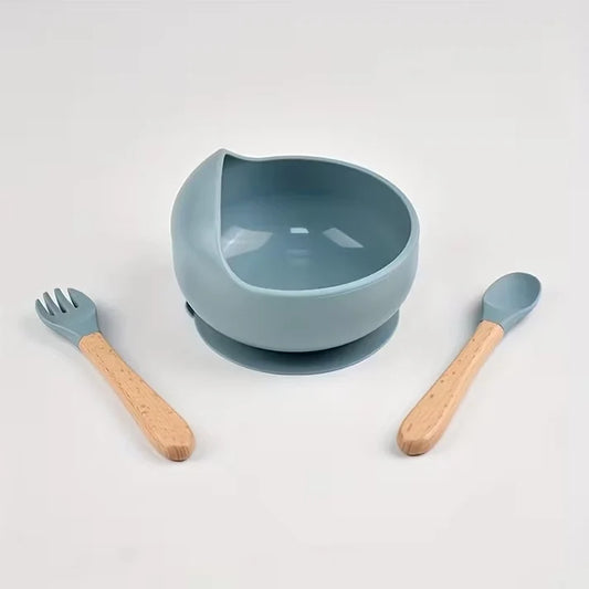 3PCS Baby Feeding Bowl Set - Blue