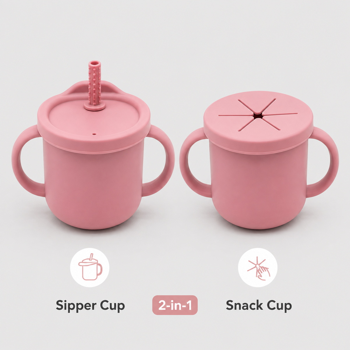 2-in-1 Silicone Snack Cup - Pink