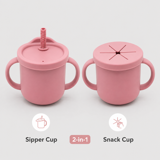 2-in-1 Silicone Snack Cup - Pink