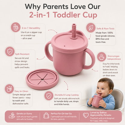 2-in-1 Silicone Snack Cup - Pink
