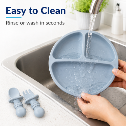 3PCS Silicone Toddler Plate Set