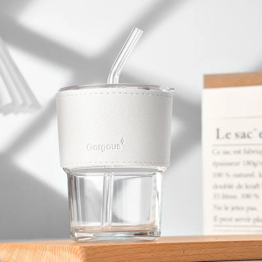 400Ml Leather Customized Glass Mug